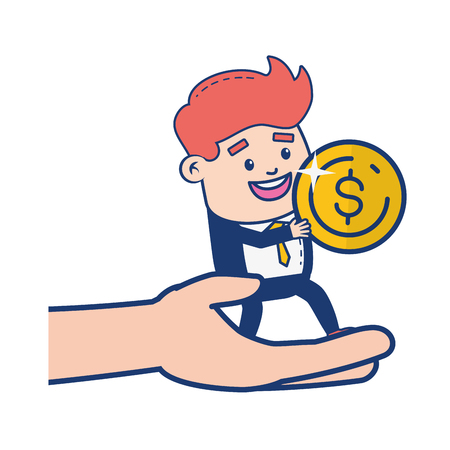 businessman hand coin online banking vector illustrationのイラスト素材