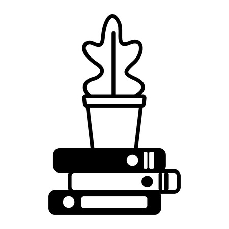 potted plant books stacked vector illustration designのイラスト素材