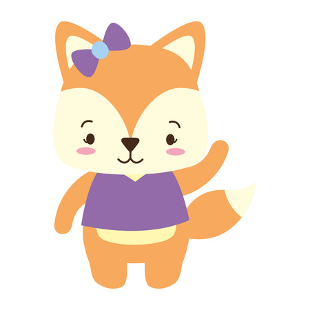 cute fox animal cartoon vector illustration designのイラスト素材