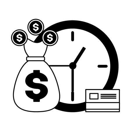 money bag bank card clock tax time payment vector illustrationのイラスト素材