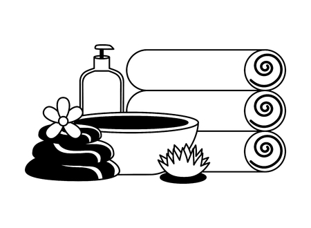 towels bowl gel stones flower spa treatment therapy vector illustrationのイラスト素材