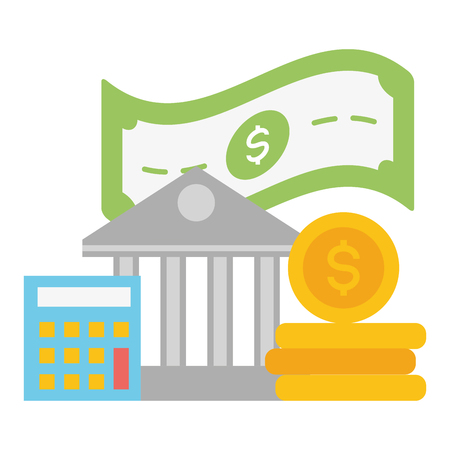 bank money stack calculator online payment vector illustrationのイラスト素材