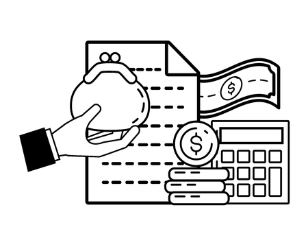 Hand With Purse Money Calculator Online Payment Vector Purse Money Calculator Online Payment
