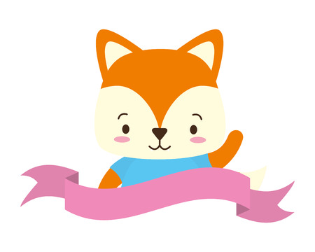 cute fox animal cartoon sticker vector illustration designのイラスト素材
