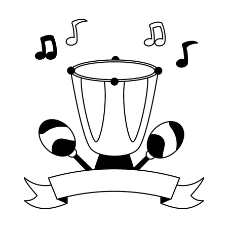 drum and maracas musical brazil carnival festival vector illustrationのイラスト素材