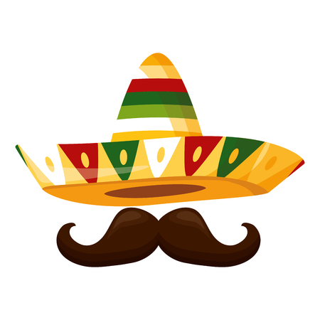 mexican hat with mustache design vector illustrationのイラスト素材