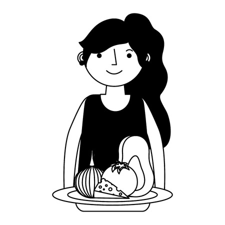 woman and food nutrition health vector illustrationのイラスト素材