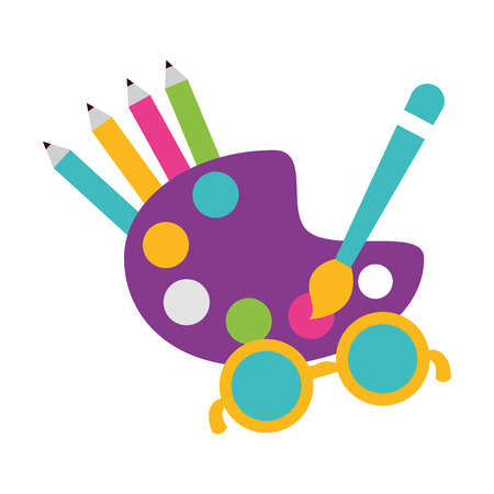 paletter color brush eyeglasses school vector illustration designのイラスト素材