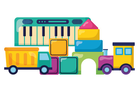 baby toys piano train truck cubes castle design vector illustrationのイラスト素材
