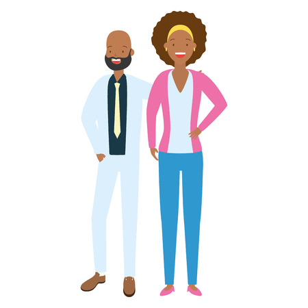 diversity man and woman characters on white background vector illustrationのイラスト素材