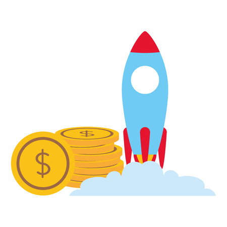 launching rocket money coins business vector illustrationのイラスト素材