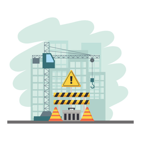 Crane Construction Barricade Toolbox Warning Sign Tools Vector
