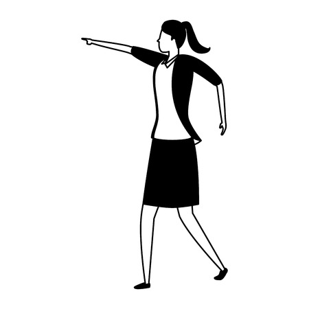 business woman character pointing somewhere on white background vector illustrationのイラスト素材