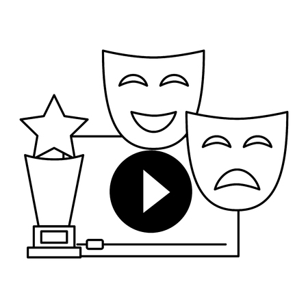 award theater masks screen cinema movie vector illustrationのイラスト素材