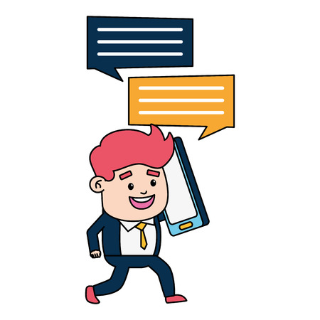 businessman smartphone chatting bubbles design vector illustrationのイラスト素材