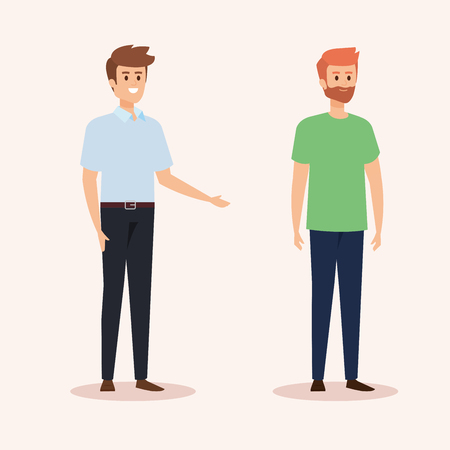 set of men with casual clothes and hairstyle vector illustrationのイラスト素材
