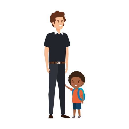 young father with son characters vector illustration designのイラスト素材
