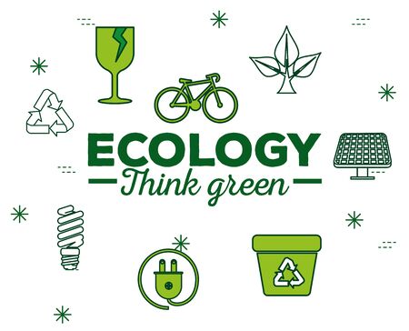 ecology conservation with sustainable element to protection vector illustrationのイラスト素材