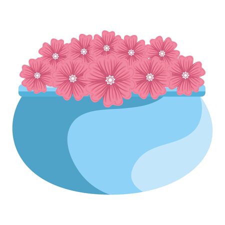 roses decoration in ceramic pot vector illustartion designのイラスト素材