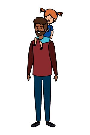 afro father with daughter characters vector illustration designのイラスト素材
