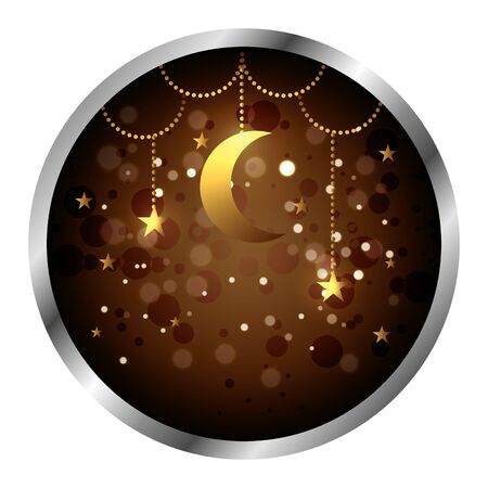 seal with golden moon ramadan kareem vector illustration designのイラスト素材