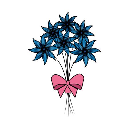 beutiful flowers bouquet with bowtie vector illustartion designのイラスト素材
