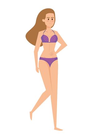 beautiful girl with swimsut avatar character vector illustration designのイラスト素材
