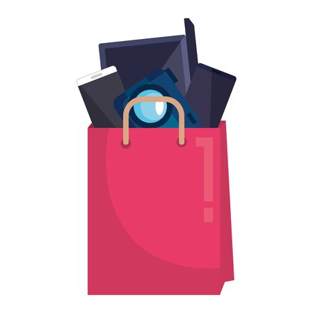 shopping bag with electronic devices vector illustration designのイラスト素材