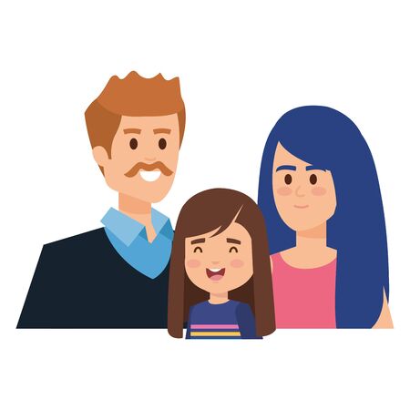 adults parents couple with little daughter vector illustration designのイラスト素材