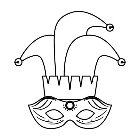 carnival mask with joker hat vector illustration designのイラスト素材