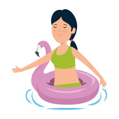 happy young girl with flemish float character vector illustration designのイラスト素材