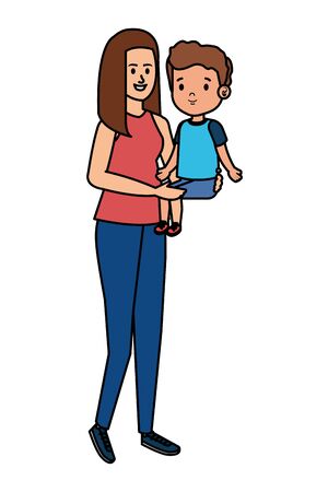 young mother with little son characters vector illustration designのイラスト素材