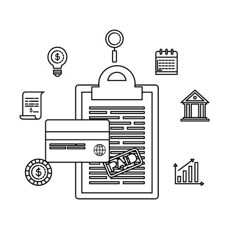 tax clipboard with financial icons vector illustration designのイラスト素材