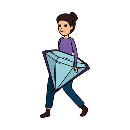woman lifting diamond luxury vector illustration designのイラスト素材