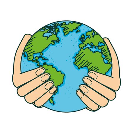 hands lifting world planet earth vector illustration designのイラスト素材