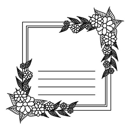 postcard with flowers and leafs decoration vector illustration designのイラスト素材