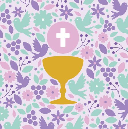 chalice with holy host to first communion vector illustrationのイラスト素材