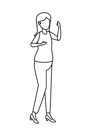 cute young woman avatar character vector illustration designのイラスト素材