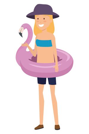 beautiful woman with flemish float and summer hat vector illustration designのイラスト素材