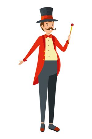 circus magician with hat and wand vector illustration designのイラスト素材