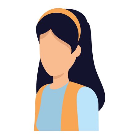 happy young woman avatar character vector illustration designのイラスト素材