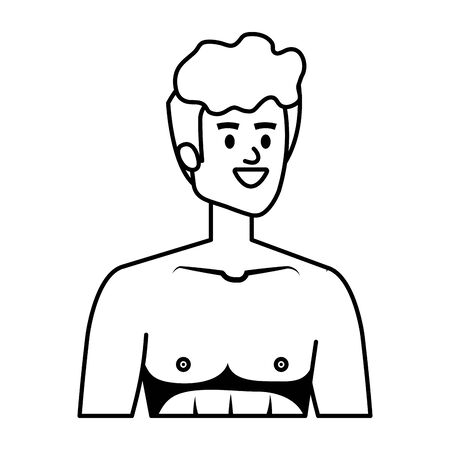 young man shirtless avatar character vector illustration designのイラスト素材
