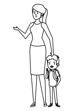 beautiful mother with little son characters vector illustration designのイラスト素材