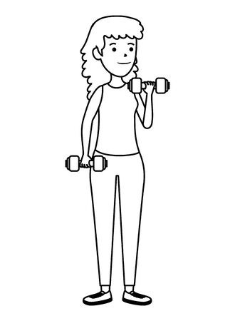 happy athletic girl weight lifting vector illustration designのイラスト素材