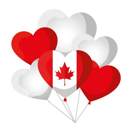 balloons helium with canadian flag and heart shape vector illustration designのイラスト素材
