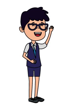 happy student boy with glasses vector illustration designのイラスト素材