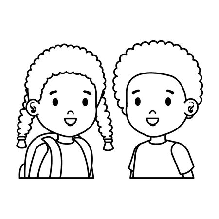 little kids couple characters vector illustration designのイラスト素材