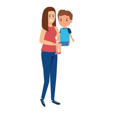 young mother with little son characters vector illustration designのイラスト素材