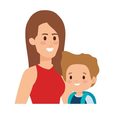 young mother with little son characters vector illustration designのイラスト素材