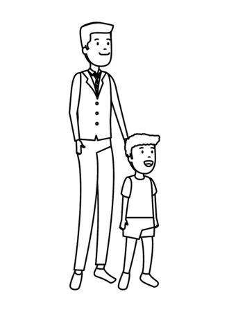 young father with son characters vector illustration designのイラスト素材